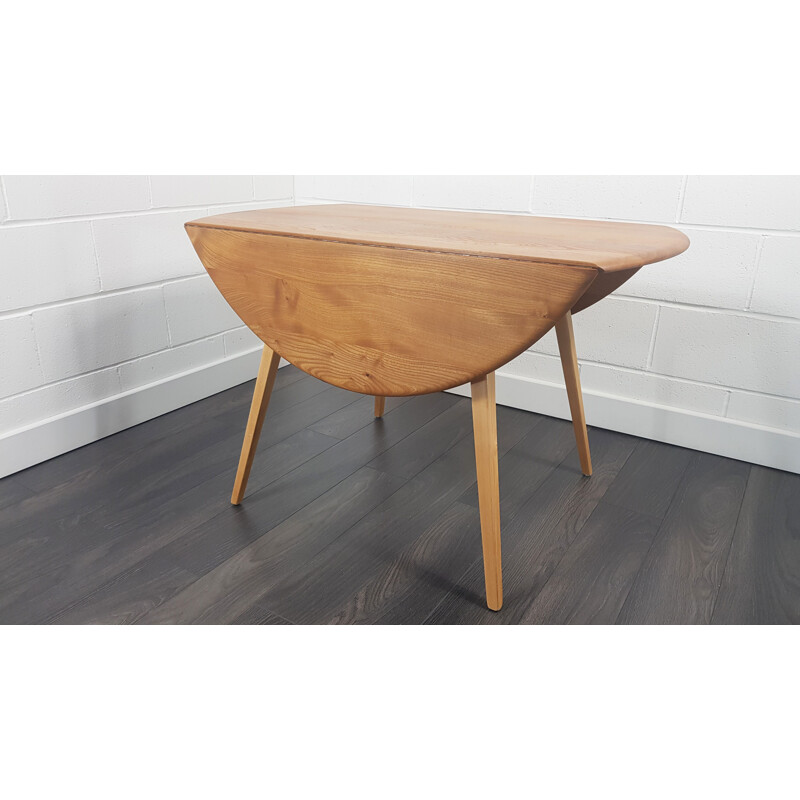 Vintage Round Drop Leaf Dining Table by Ercol 1960s