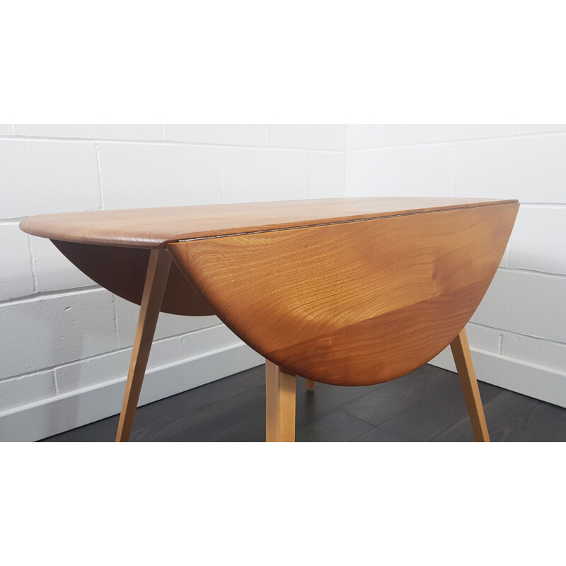 Vintage Round Drop Leaf Dining Table by Ercol 1960s