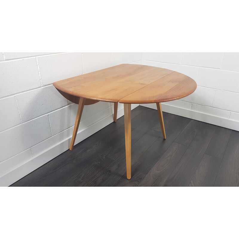 Vintage Round Drop Leaf Dining Table by Ercol 1960s