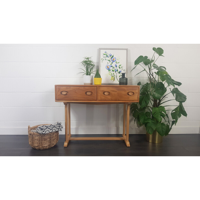 Vintage elm and beech Console Table by Ercol, English 1960s
