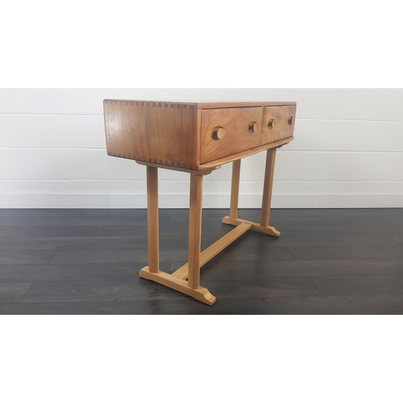 Vintage elm and beech Console Table by Ercol, English 1960s