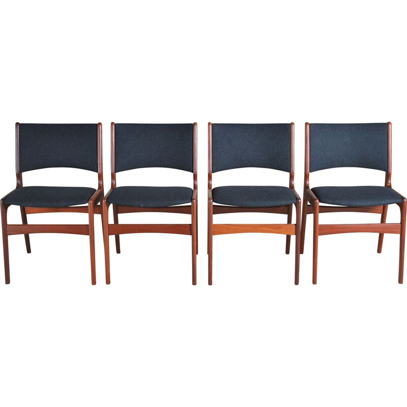 Set of 4 vintage teak dining chairs by Erik Buch, Danish 1960s