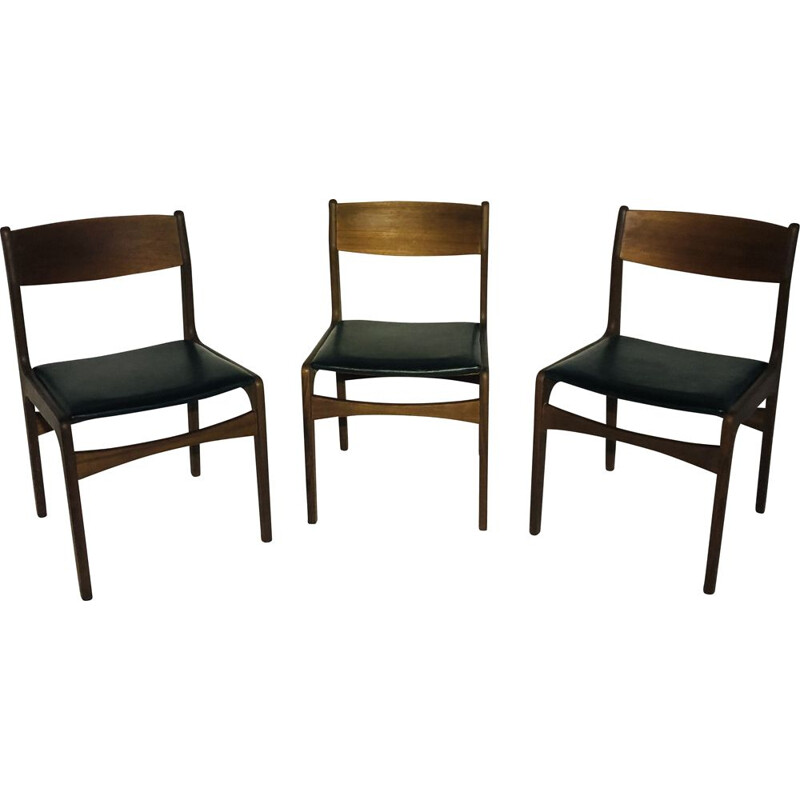 Set of 3 vintage teak chairs