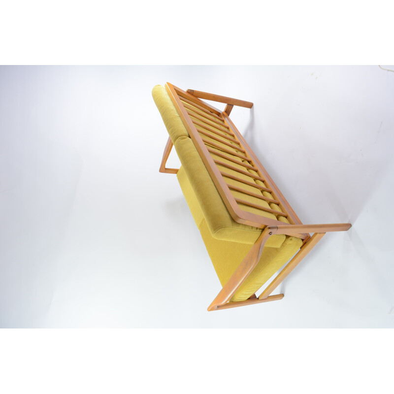 Vintage yellow teak BZ bench seat