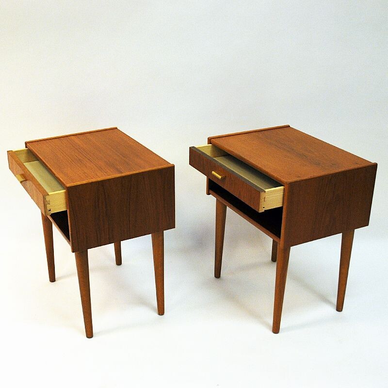 Pair of vintage reak night tables, Sweden 1950s