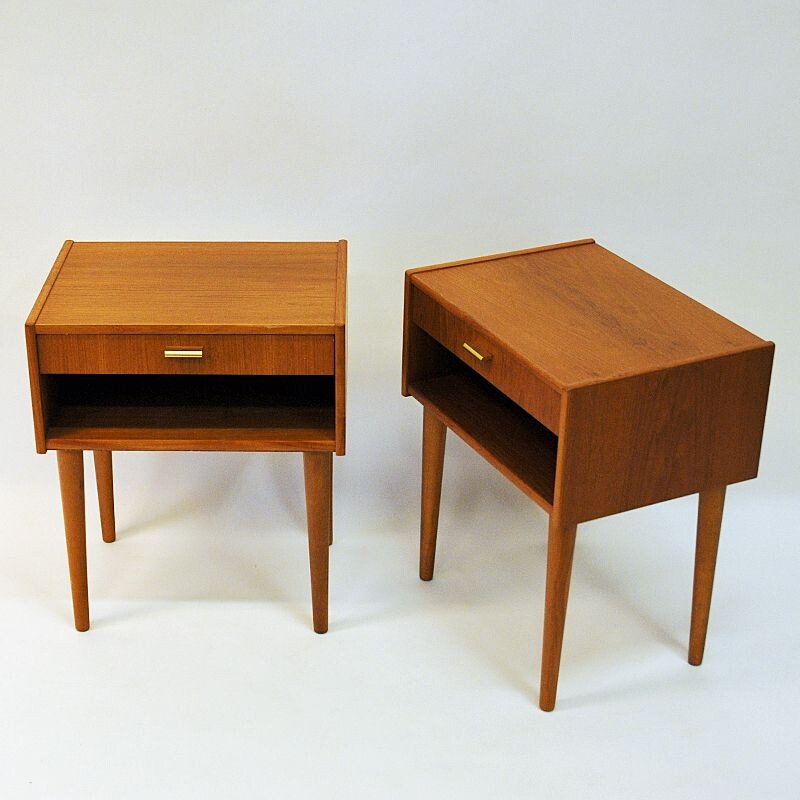 Pair of vintage reak night tables, Sweden 1950s