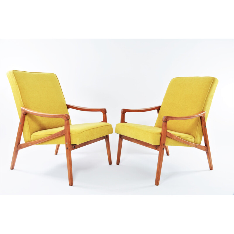Yellow vintage pen chair in fine wood, 1960