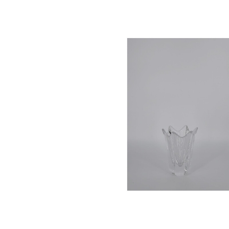 Vase vintage en cristal Tulip de Jan Johansson pour Orrefors, Scandinavie 1970
