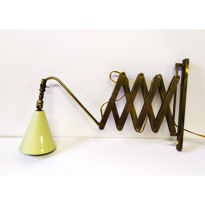 Vintage brass scissor wall lamp, Italy 1940