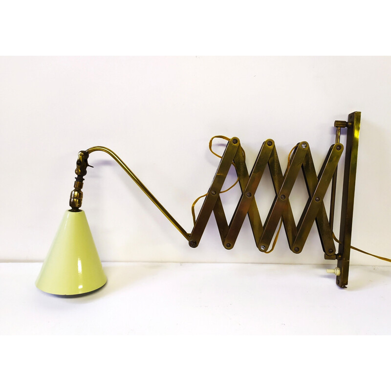 Vintage Scherenwandlampe aus Messing, Italien 1940