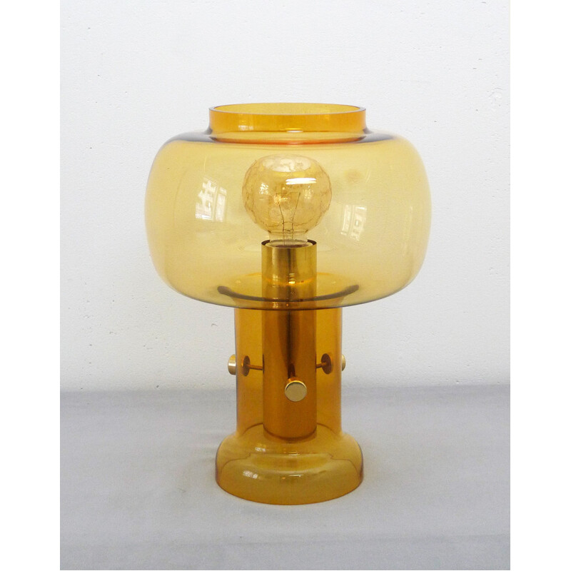 Translucent table lamp with amber glass - 1960s