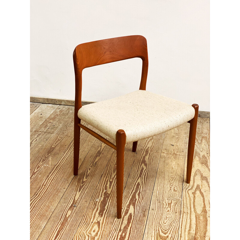 Vintage teak dining chair Model 75 by Niels O. Møller for J.L. Moller, Denmark 1950s