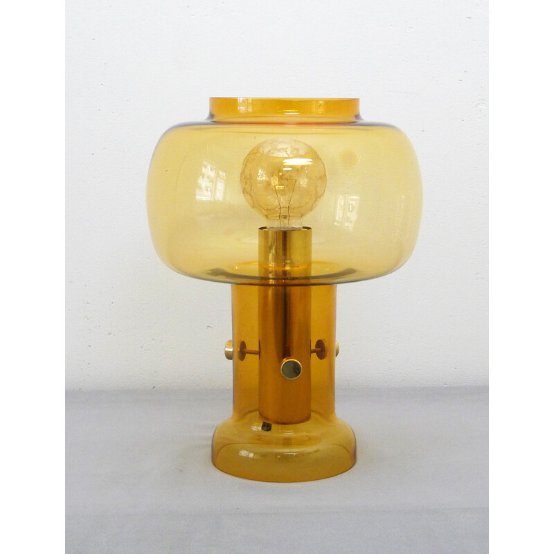 Translucent table lamp with amber glass - 1960s