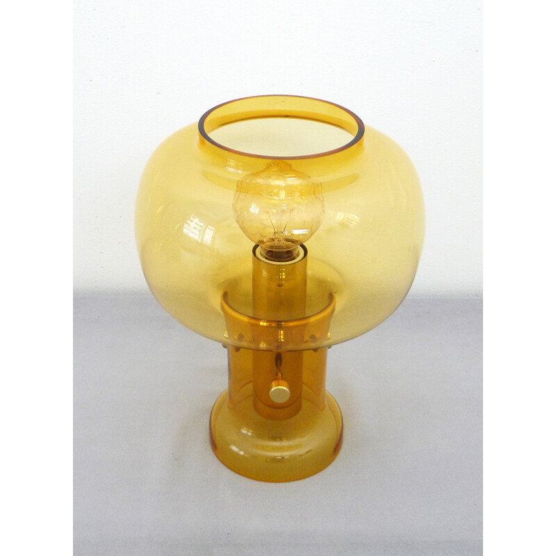 Translucent table lamp with amber glass - 1960s