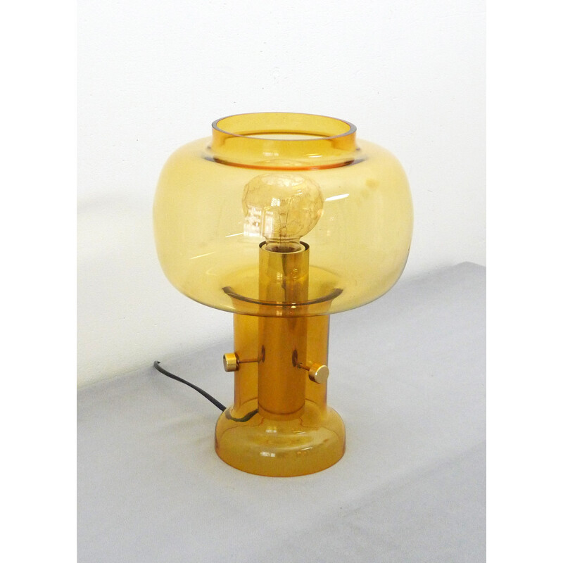 Translucent table lamp with amber glass - 1960s