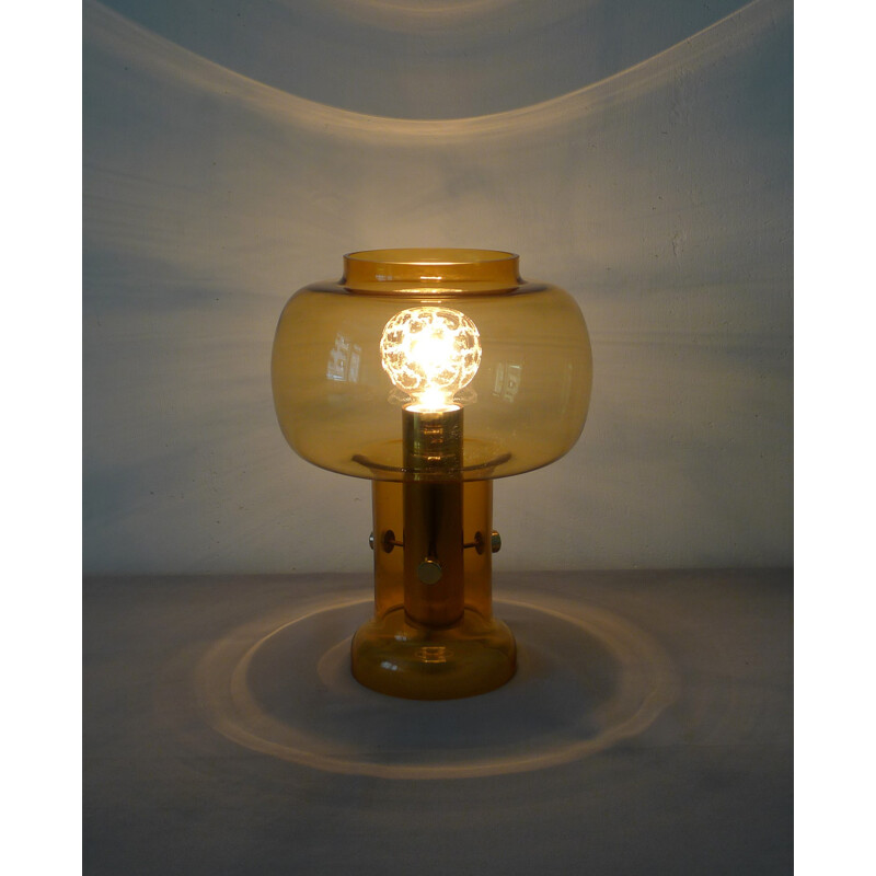 Translucent table lamp with amber glass - 1960s