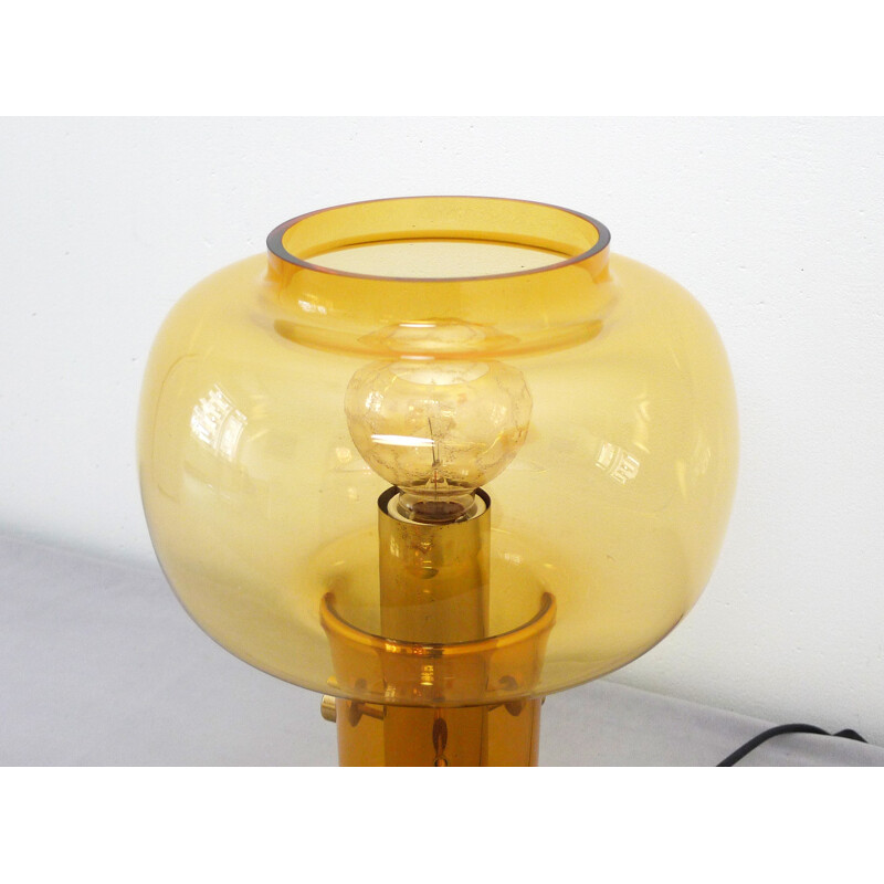 Translucent table lamp with amber glass - 1960s