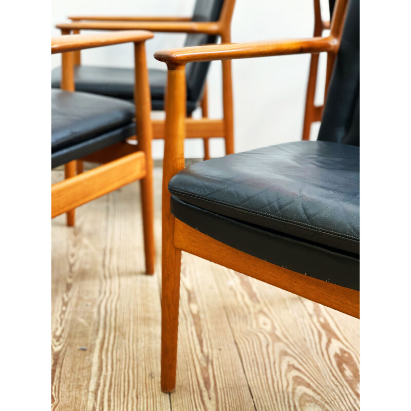 Set of 4 vintage Teak Dining Chairs by Arne Vodder for Sibast, Denmark 1950s