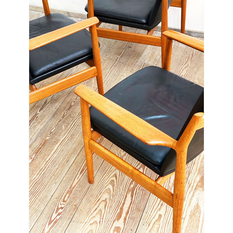 Set van 4 vintage teakhouten stoelen van Arne Vodder voor Sibast, Denemarken 1950