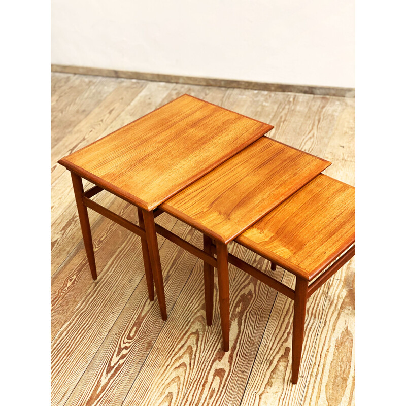 Set of vintage Teak Nesting Tables, Denmark 1950s