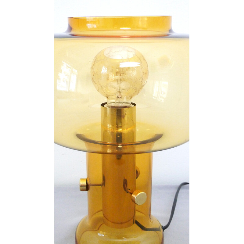 Translucent table lamp with amber glass - 1960s