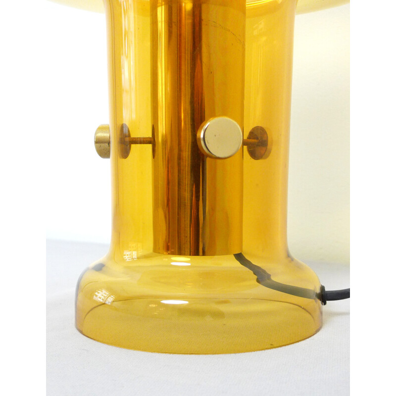 Translucent table lamp with amber glass - 1960s