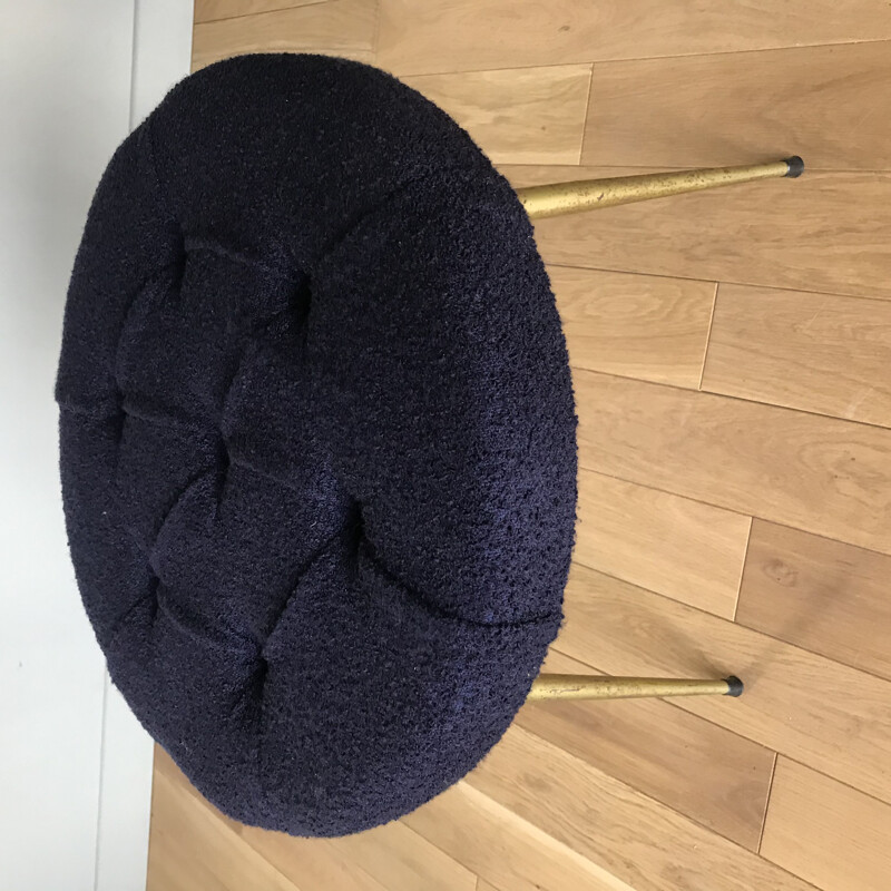 Pair of vintage blue poufs