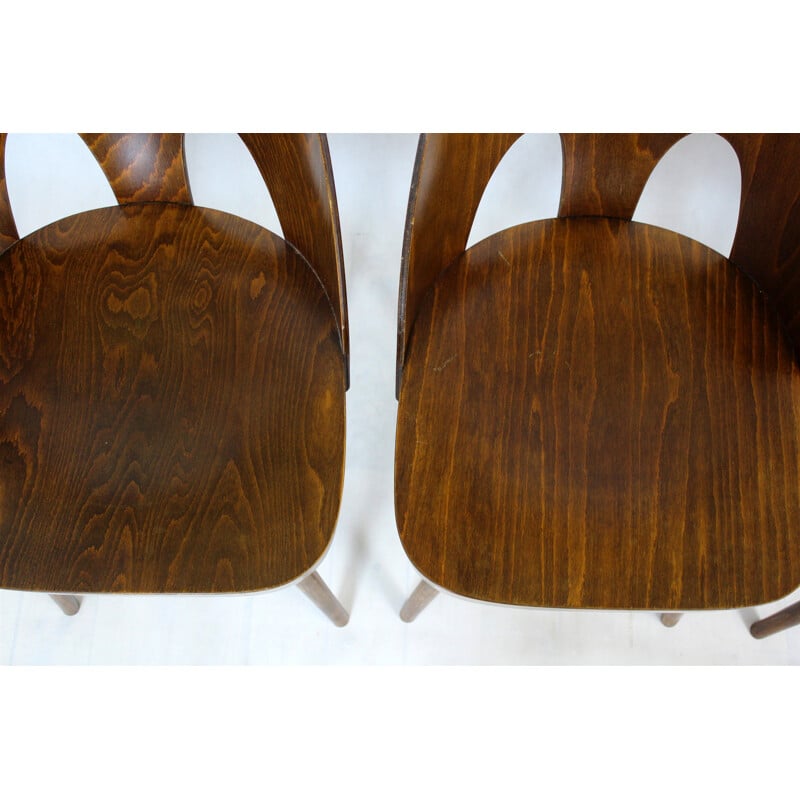 Lot de 4 chaises vintage en bois par Oswald Haerdtl pour Ton, Tchécoslovaquie 1950