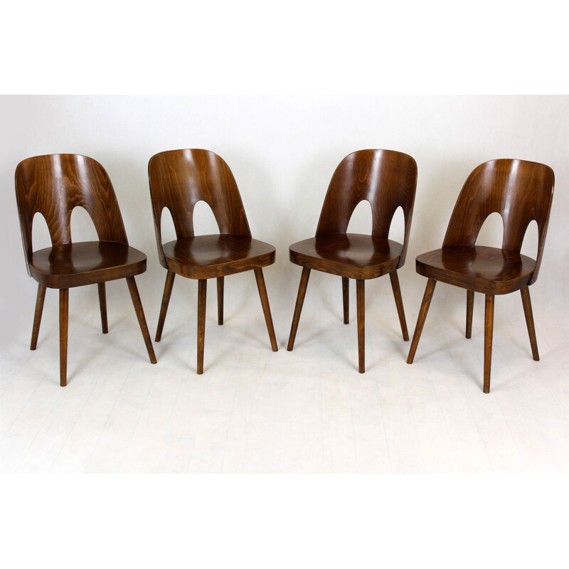 Set of 4 vintage wooden chairs by Oswald Haerdtl for Ton, Czechoslovakia 1950