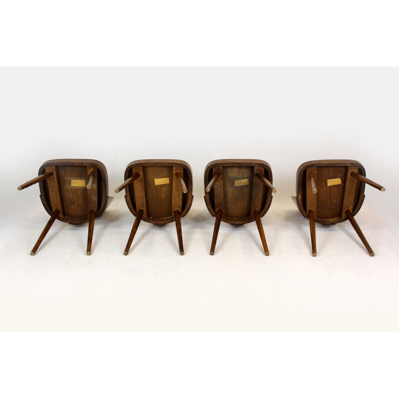 Set van 4 vintage houten stoelen van Oswald Haerdtl voor Ton, Tsjecho-Slowakije 1950