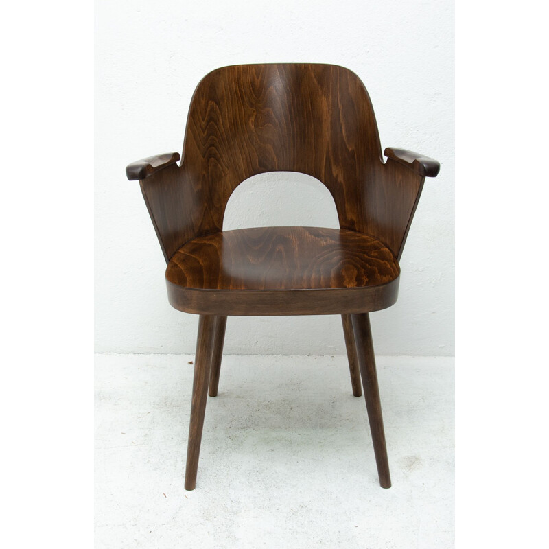 Fauteuil vintage de bureau en bois d'ébène par Radomír Hofman pour Ton, Tchécoslovaquie 1960