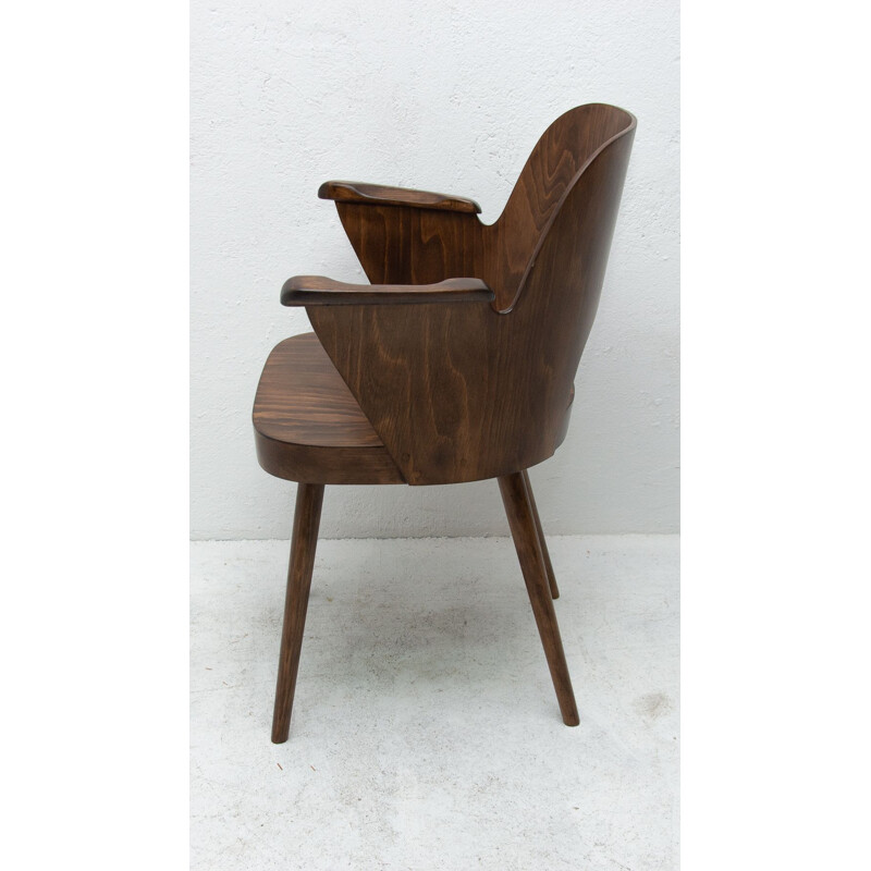 Vintage ebony desk chair by Radomír Hofman for Ton, Czechoslovakia 1960
