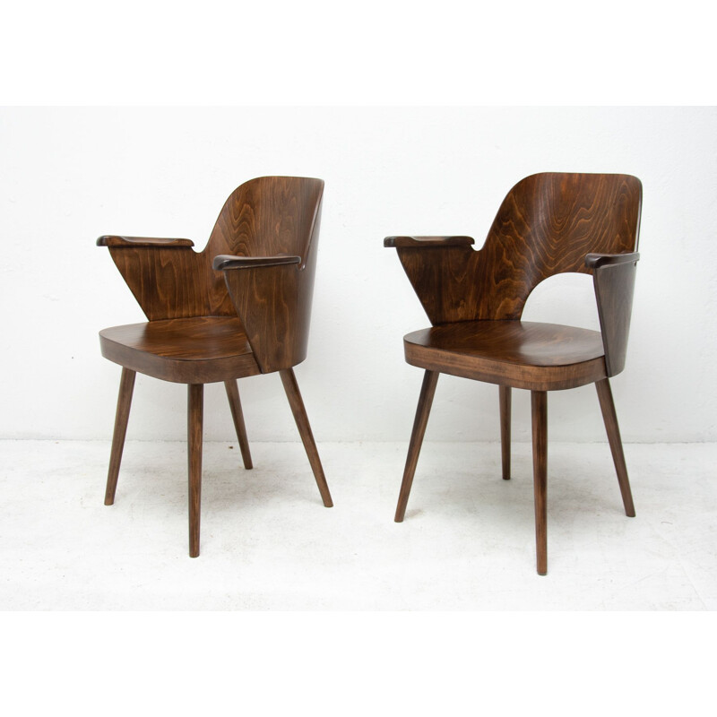 Vintage ebony desk chair by Radomír Hofman for Ton, Czechoslovakia 1960