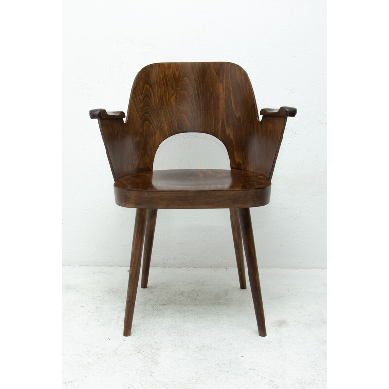 Vintage ebony desk chair by Radomír Hofman for Ton, Czechoslovakia 1960