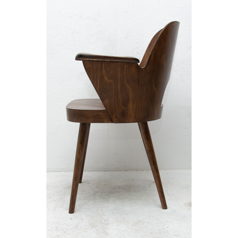 Vintage ebony desk chair by Radomír Hofman for Ton, Czechoslovakia 1960