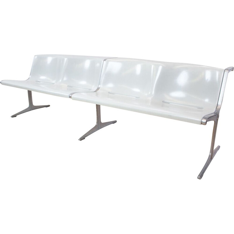 Vintage bench series 1200 in grey and aluminium by Friso Kramer for Wilkhahn, Netherlands 1972