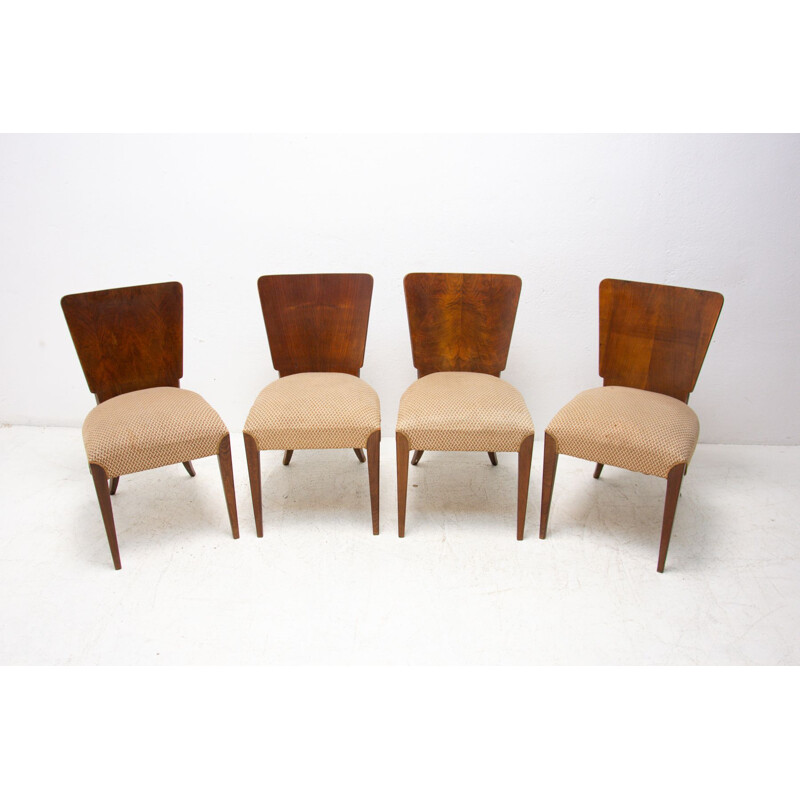 Set van 4 vintage stoelen H-214 van Jindrich Halabala voor ÚP Závody, Art Deco 1950