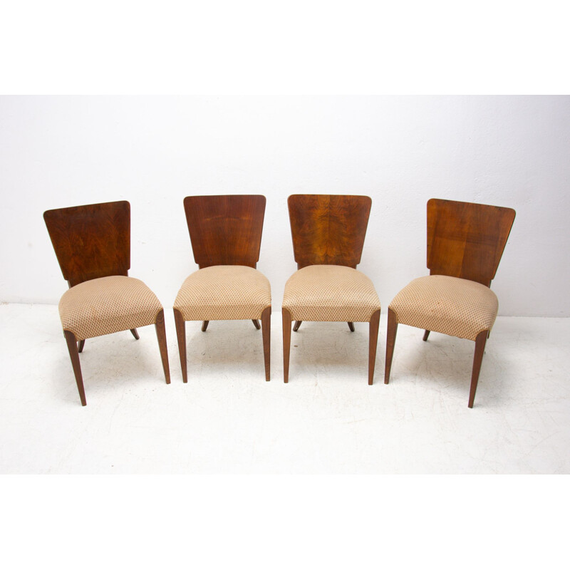 Set of 4 vintage H-214 chairs by Jindrich Halabala for ÚP Závody, Art Deco 1950