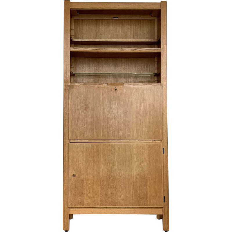 Vintage bookcase with oak secretary by Émile Seigneur 1960