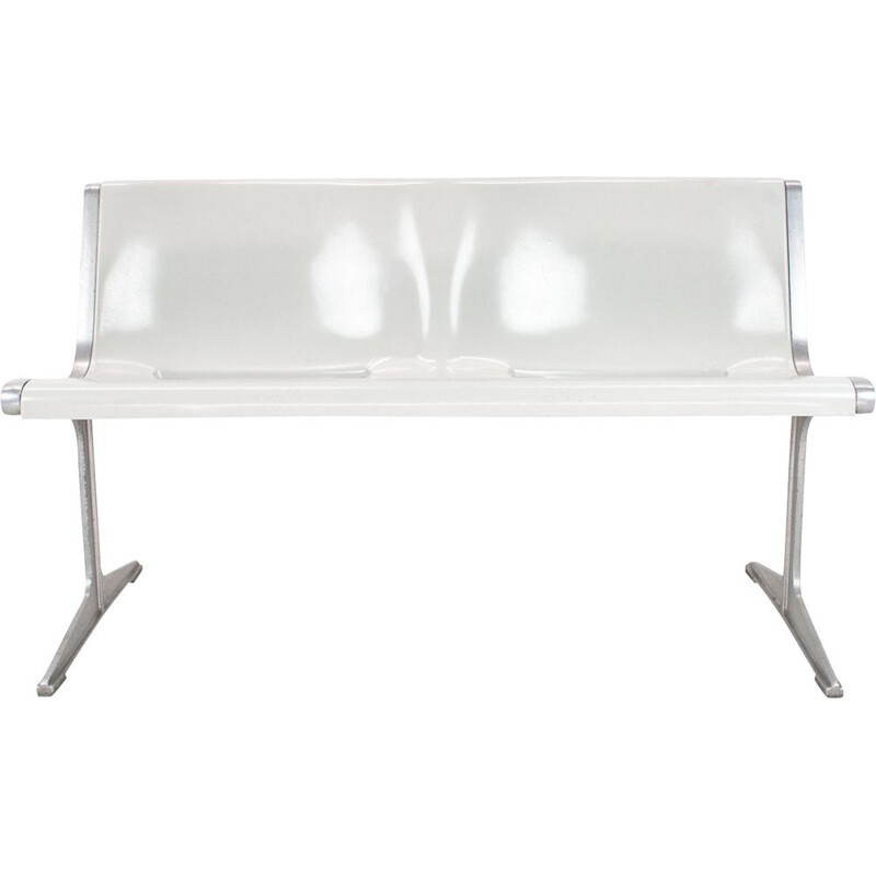 Vintage bench model 1200 grey in fibreglass by Friso Kramer for Wilkhahn, Germany 1967