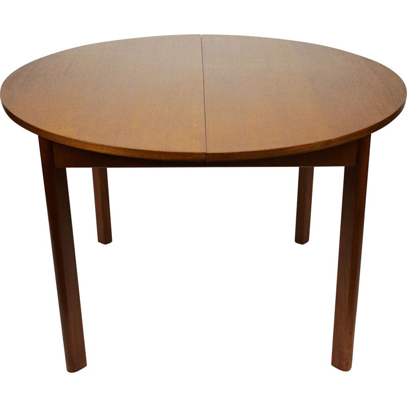 Vintage Round Extendable Wooden Dining Table 1960s