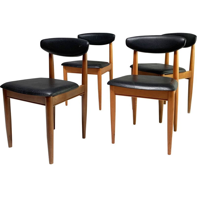 Set of 4 vintage dining chairs by Schreiber, British 1970s