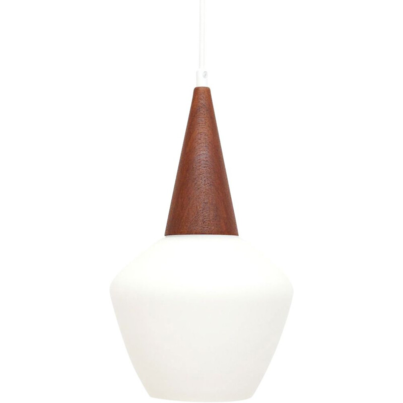 Vintage lamp in glass and teak, Denmark 1960s