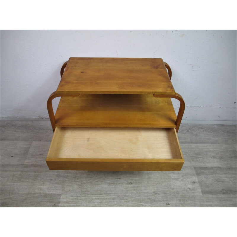 Vintage beech side table, Art Deco 1950