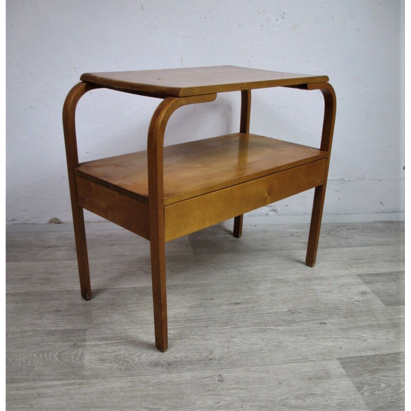 Vintage beech side table, Art Deco 1950