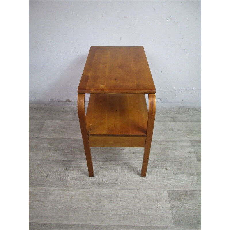 Vintage beech side table, Art Deco 1950