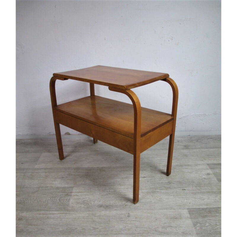 Vintage beech side table, Art Deco 1950