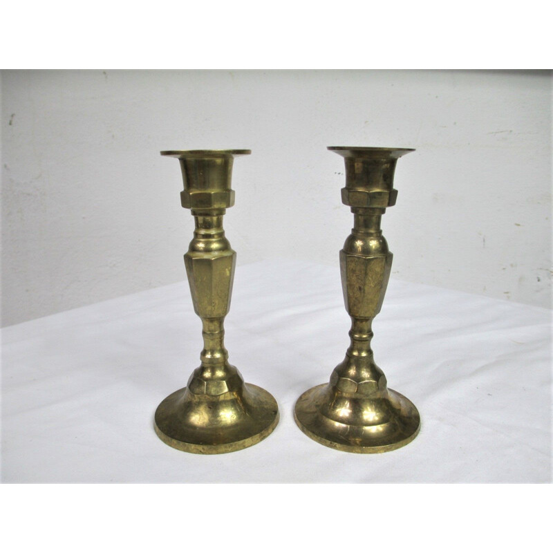 Pair of vintage brass candlesticks, Sweden 1970