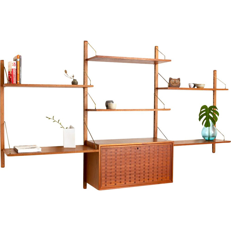 Vintage teak wall unit by Poul Cadovius for Cado, Danish 1960s