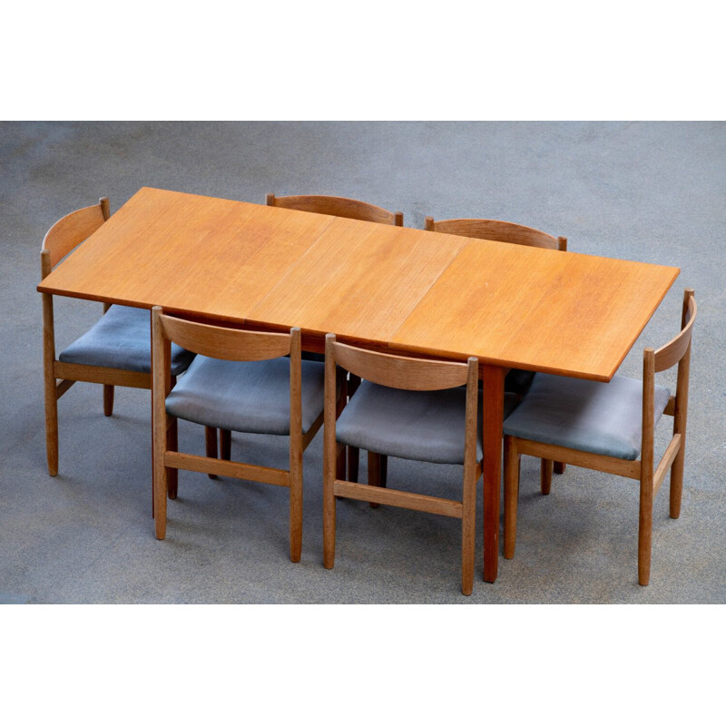 Table vintage extensible en teck, Scandinave 1960